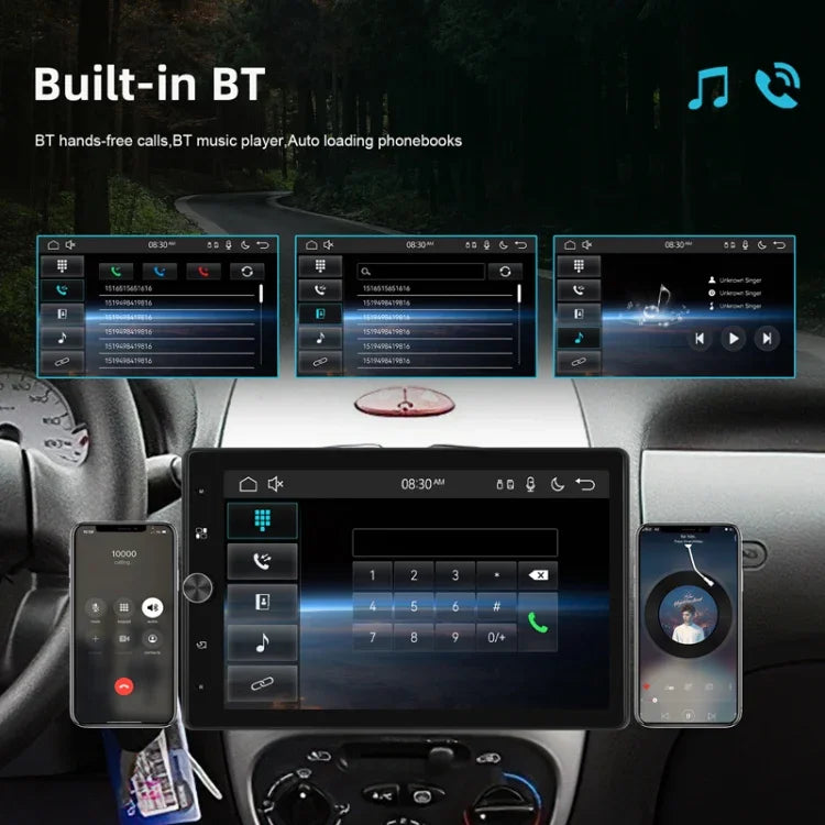 Écran vertical simple 10,4 pouces MP5 à rotation manuelle, navigation Android avec Carplay sans fil et caméra de recul