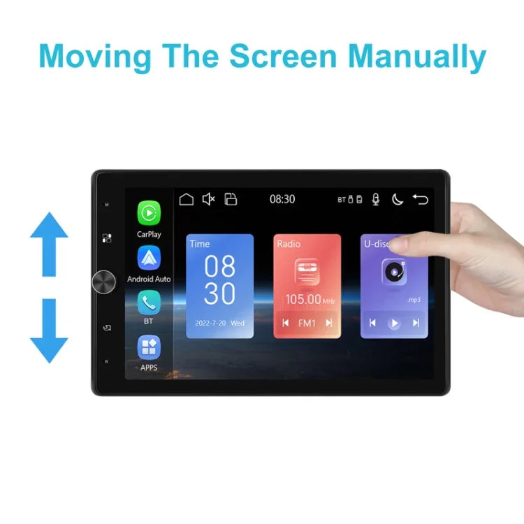 Écran vertical simple 10,4 pouces MP5 à rotation manuelle, navigation Android avec Carplay sans fil et caméra de recul