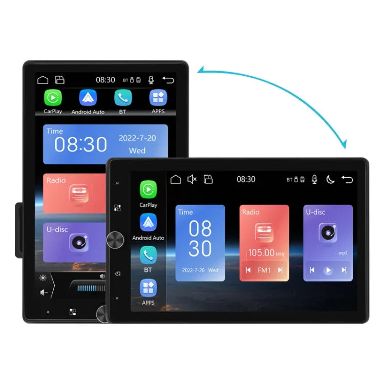 Écran vertical simple 10,4 pouces MP5 à rotation manuelle, navigation Android avec Carplay sans fil et caméra de recul