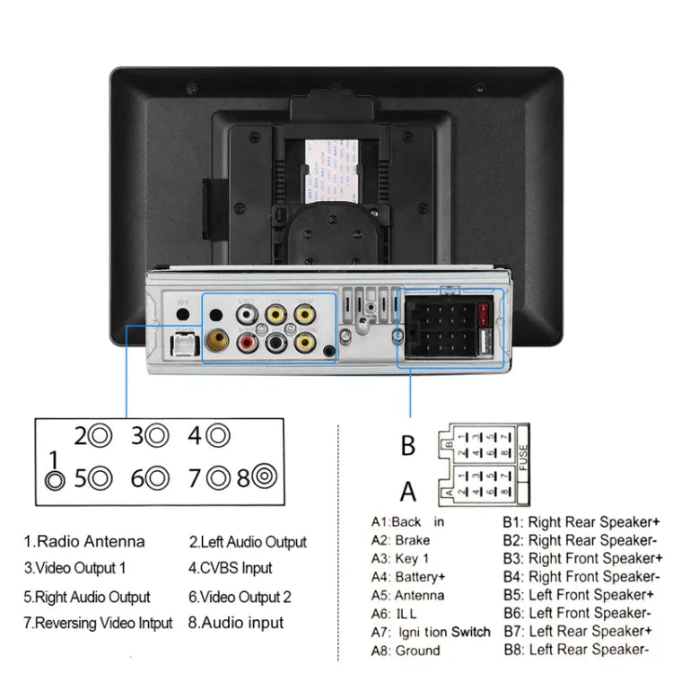 Écran vertical simple 10,4 pouces MP5 à rotation manuelle, navigation Android avec Carplay sans fil et caméra de recul