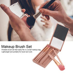 5 en 1 Étui de Miroir à Fenêtre Portable Mini Multifonctionnel Trousse de Pinceaux de Maquillage Outil Cosmétique, Couleur Pâte de Haricot, Rose, Bleu