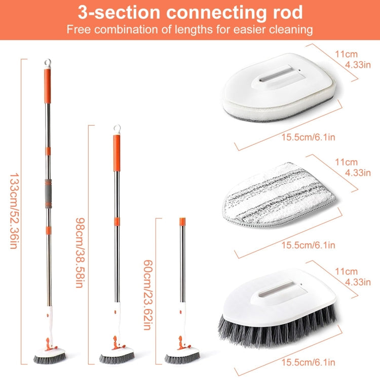 Brosse de nettoyage de douche avec manche réglable de 132 cm, brosse à récurer pour baignoire et carrelage, lot de 1, lot de 2, lot de 3, lot de 4, lot de 5