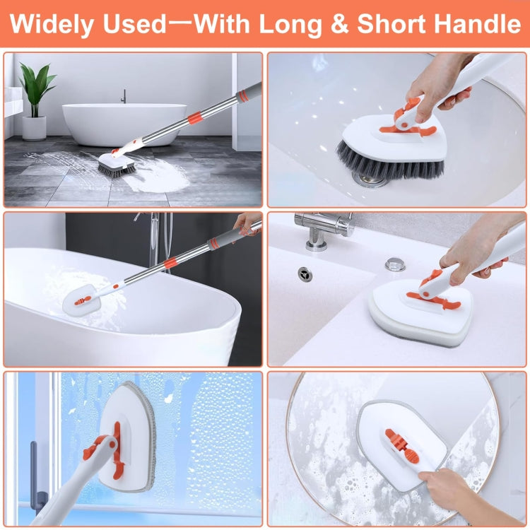 Brosse de nettoyage de douche avec manche réglable de 132 cm, brosse à récurer pour baignoire et carrelage, lot de 1, lot de 2, lot de 3, lot de 4, lot de 5