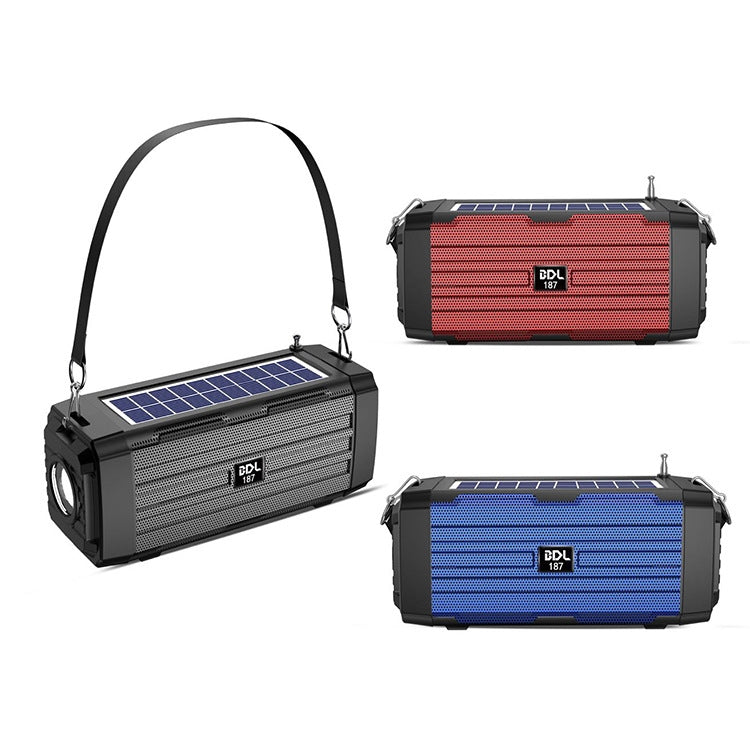 Haut-parleur Bluetooth solaire sans fil LED BDL-187, radio FM portable pour camping extérieur