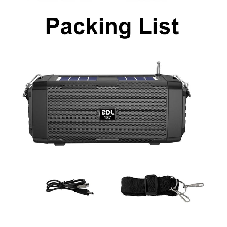 Haut-parleur Bluetooth solaire sans fil LED BDL-187, radio FM portable pour camping extérieur