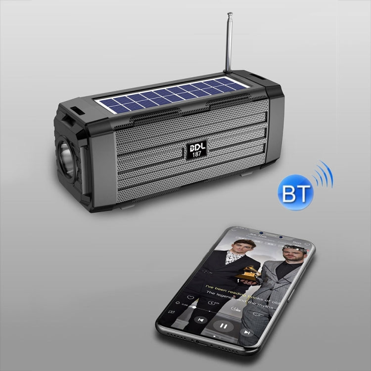 Haut-parleur Bluetooth solaire sans fil LED BDL-187, radio FM portable pour camping extérieur