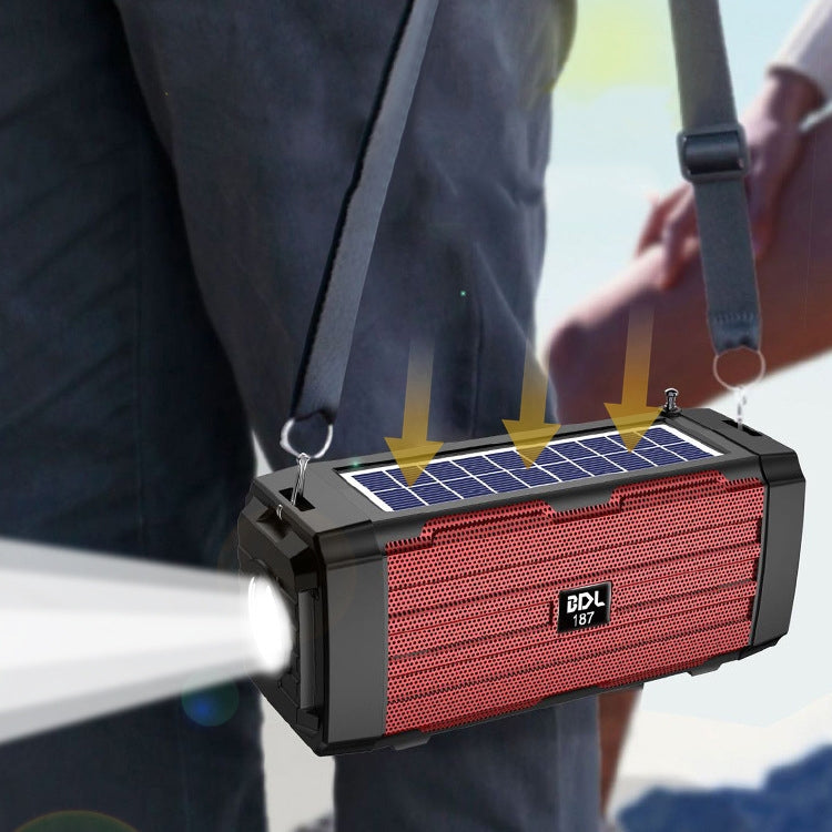 Haut-parleur Bluetooth solaire sans fil LED BDL-187, radio FM portable pour camping extérieur