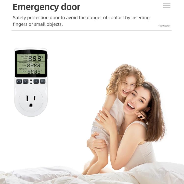 Thermostat numérique intelligent avec minuterie, contrôle de température, prise avec interrupteur, prise US