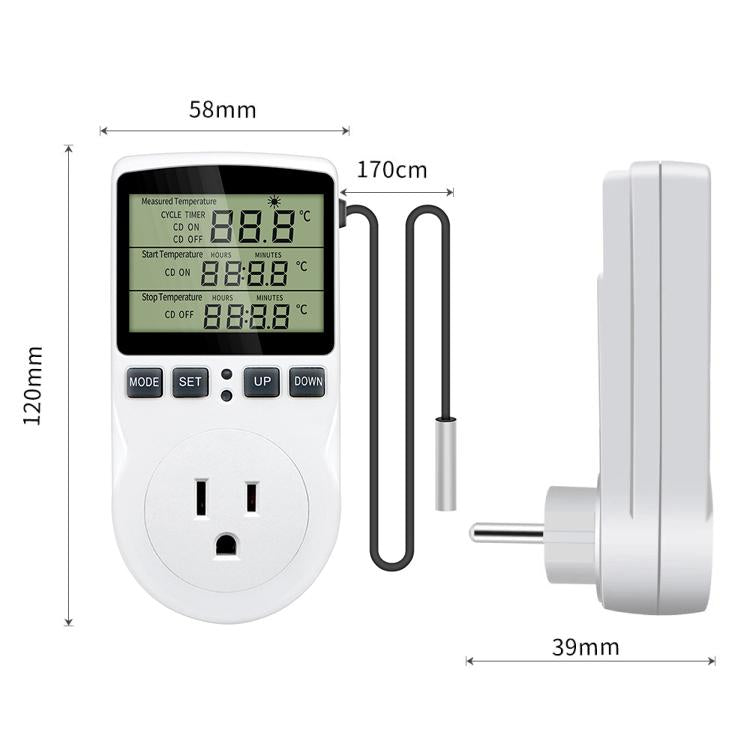 Thermostat numérique intelligent avec minuterie, contrôle de température, prise avec interrupteur, prise US