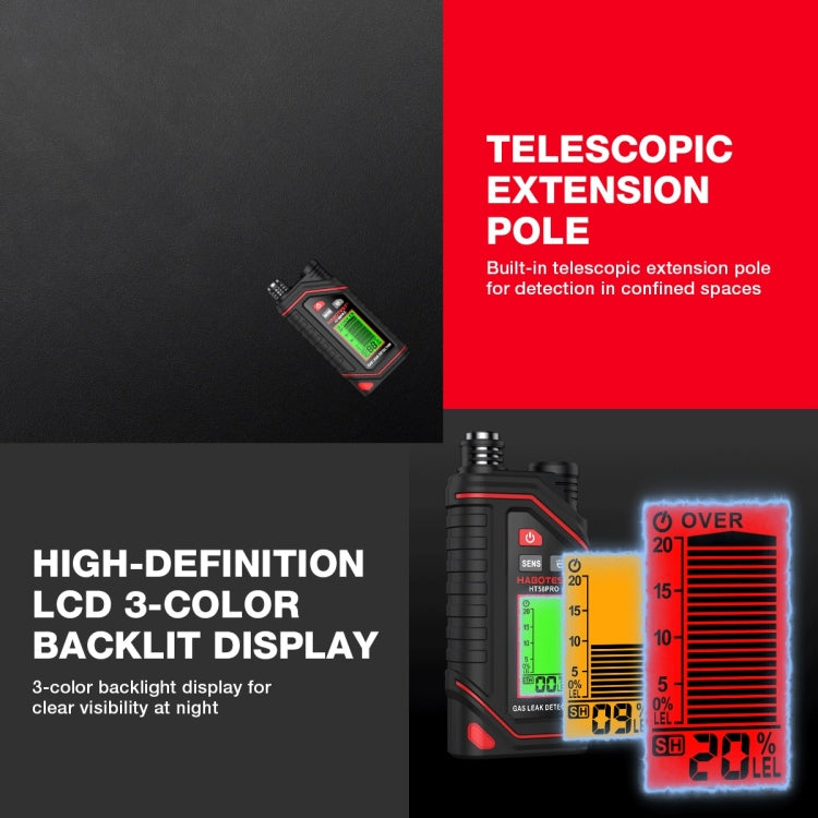 Détecteur de gaz portable rechargeable HABOTEST, HT629