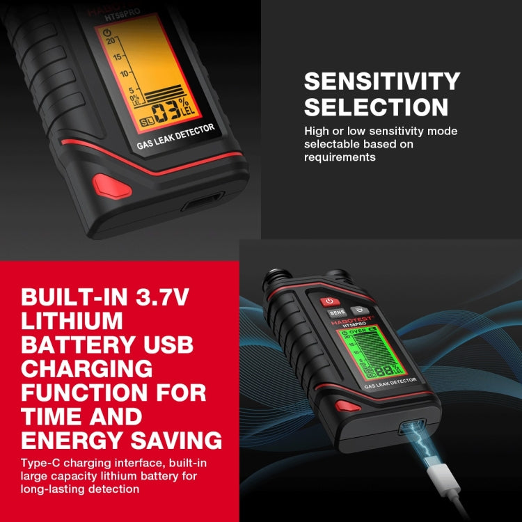 Détecteur de gaz portable rechargeable HABOTEST, HT629