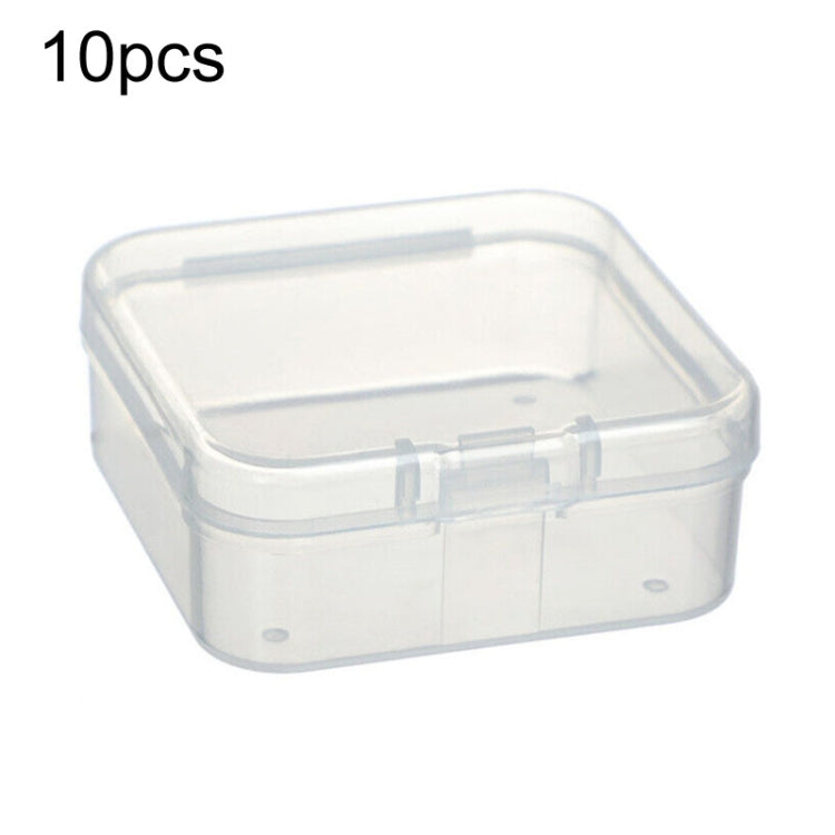 Boîte de rangement carrée en plastique transparent avec couvercle, anti-poussière, pour boucles d'oreilles, bagues, bijoux, 4,3x4,3x2cm, lot de 10