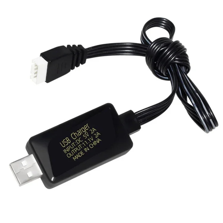 Chargeur USB pour batterie lithium 11,1 V 2 A 3S avec témoin lumineux et prise à 4 broches