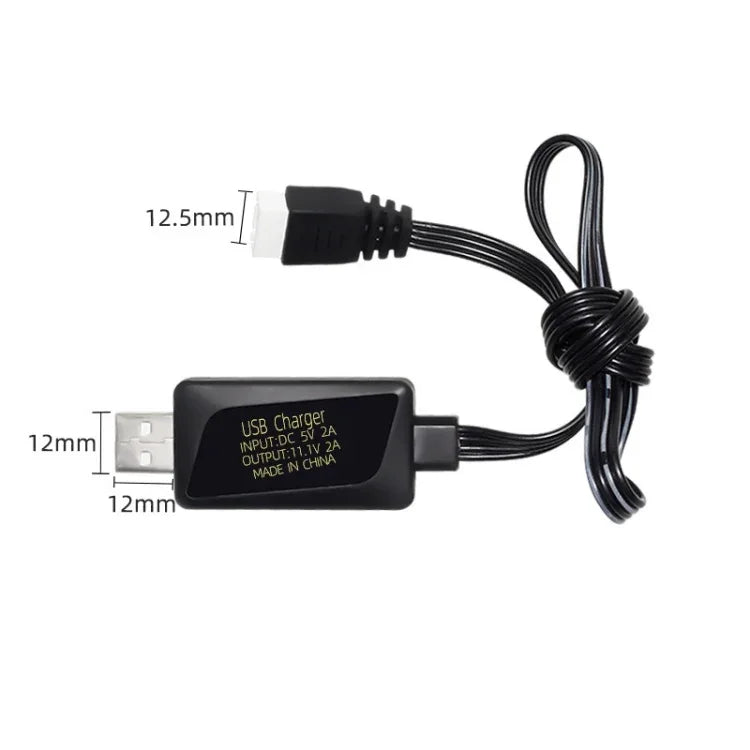 Chargeur USB pour batterie lithium 11,1 V 2 A 3S avec témoin lumineux et prise à 4 broches