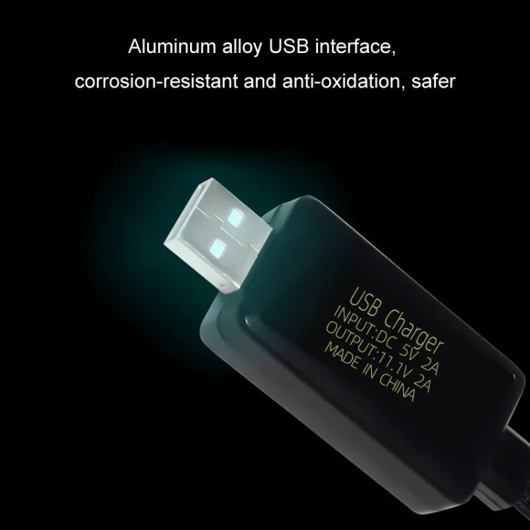 Chargeur USB pour batterie lithium 11,1 V 2 A 3S avec témoin lumineux et prise à 4 broches