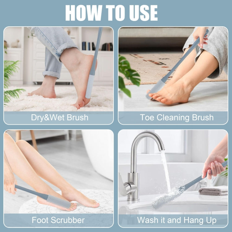 Brosse lave-pieds, brosse de nettoyage des orteils et anti-démangeaisons, utilisation sèche et humide, poils courts, poils longs