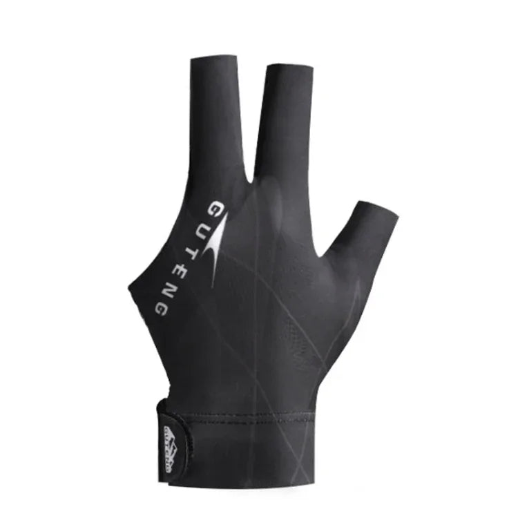 GUTENG Gants de billard snooker respirants et résistants à l'usure, antidérapants à trois doigts, main gauche demi-doigt (noir imprimé), main gauche demi-doigt (bleu imprimé), main gauche doigt complet (gris), main gauche doigt complet (noir imprimé)...
