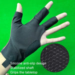 GUTENG Gants de billard snooker respirants et résistants à l'usure, antidérapants à trois doigts, main gauche demi-doigt (noir imprimé), main gauche demi-doigt (bleu imprimé), main gauche doigt complet (gris), main gauche doigt complet (noir imprimé)...