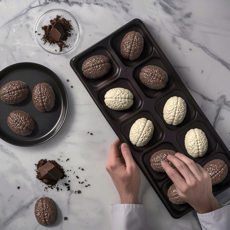Moule à Chocolat Cerveau Halloween 10 Grilles Moule à Gâteau Cerveau Fait Maison DIY Bonbons Moules Souples, Cerveau 10 Grilles