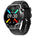 Montre connectée de santé F200, électrocardiogramme ECG, surveillance de la glycémie, écran rond de 1,55 pouce, silicone noir, cuir noir, cuir noir marron, milanais noir, acier noir à 3 billes, bambou noir, silicone noir gris