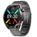 Montre connectée de santé F200, électrocardiogramme ECG, surveillance de la glycémie, écran rond de 1,55 pouce, silicone noir, cuir noir, cuir noir marron, milanais noir, acier noir à 3 billes, bambou noir, silicone noir gris