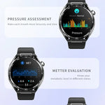 Montre connectée de santé F200, électrocardiogramme ECG, surveillance de la glycémie, écran rond de 1,55 pouce, silicone noir, cuir noir, cuir noir marron, milanais noir, acier noir à 3 billes, bambou noir, silicone noir gris