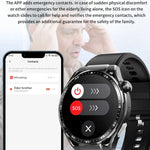 Montre connectée de santé F200, électrocardiogramme ECG, surveillance de la glycémie, écran rond de 1,55 pouce, silicone noir, cuir noir, cuir noir marron, milanais noir, acier noir à 3 billes, bambou noir, silicone noir gris