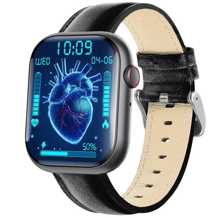 Montre connectée F70 avec écran de 2,1 pouces, surveillance de la glycémie et de l'oxygène sanguin, alarme SOS et plus de 100 modes sportifs.
