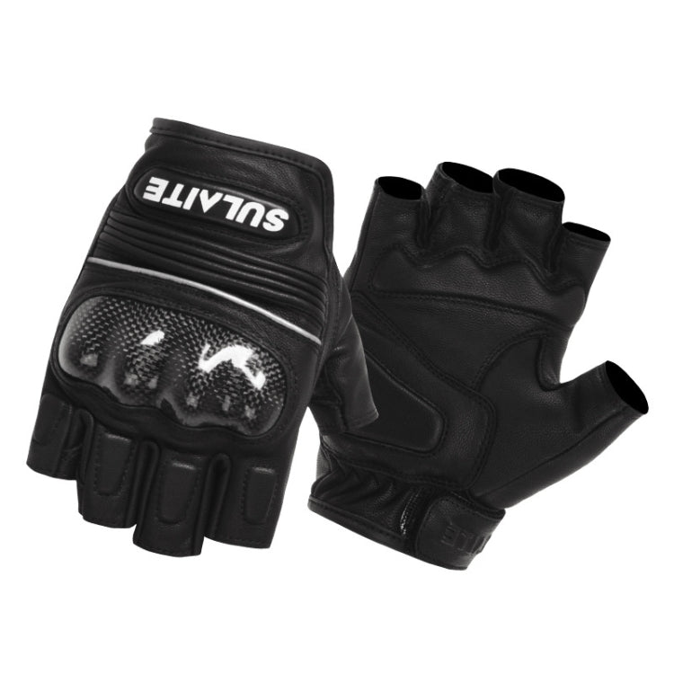 Gants de moto SULAITE en peau de mouton et fibre de carbone respirants à demi-doigts, M, L