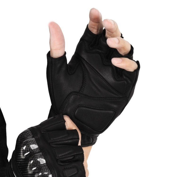 Gants de moto SULAITE en peau de mouton et fibre de carbone respirants à demi-doigts, M, L