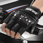 Gants de moto SULAITE en peau de mouton et fibre de carbone respirants à demi-doigts, M, L