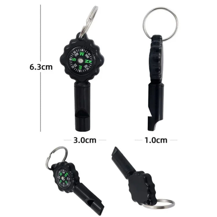 Sifflet boussole 2 en 1 pour survie en extérieur, sifflet en plastique avec boussole et boucle d'alpinisme, WH-2