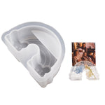 Lot de 2 moules en résine époxy pour porte-cartes de visite, moule de support de photos, semi-circulaire 003, fleur 004, cœur 001, hexagonal 002, nuages 005, arc-en-ciel 006