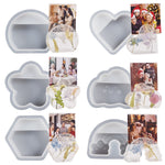 Lot de 2 moules en résine époxy pour porte-cartes de visite, moule de support de photos, semi-circulaire 003, fleur 004, cœur 001, hexagonal 002, nuages 005, arc-en-ciel 006