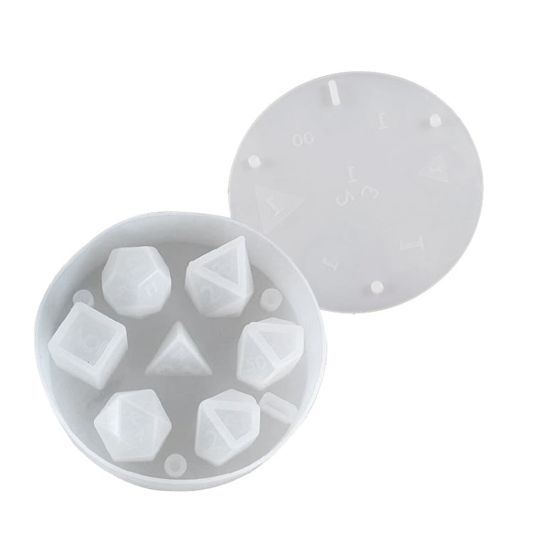 Moules en résine en silicone pour dés avec 7 cavités stéréoscopiques polyédriques standard, dés
