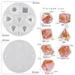 Moules en résine en silicone pour dés avec 7 cavités stéréoscopiques polyédriques standard, dés