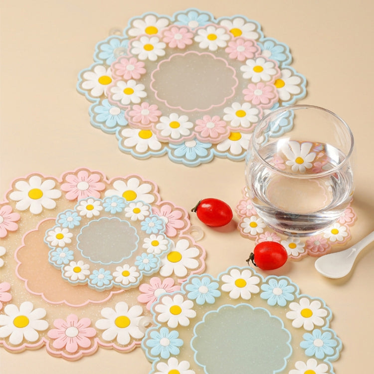Sous-verres marguerite résistants aux hautes températures pour la maison, tapis isolant de table de cuisine, petit bleu, grand rose, grand bleu