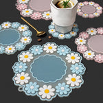 Sous-verres marguerite résistants aux hautes températures pour la maison, tapis isolant de table de cuisine, petit bleu, grand rose, grand bleu