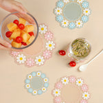 Sous-verres marguerite résistants aux hautes températures pour la maison, tapis isolant de table de cuisine, petit bleu, grand rose, grand bleu