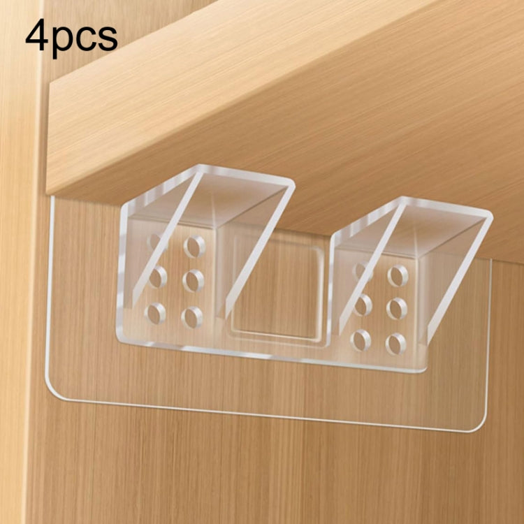 4pcs Support de Partition Sans Perforation Angle Droit Étagère Stratifiée Support de Fixation de Planche de Partition de Garde-Robe, 7x7cm, 7x15cm