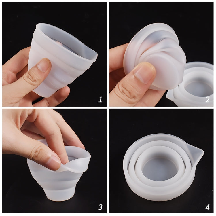 Moule en silicone pliant pour tasse à mesurer époxy DIY, pour plâtre de bougie, colle, mélange, 5 pièces de 50 ml, 5 pièces de 100 ml, 2 pièces de 250 ml, 2 pièces de 500 ml