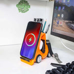 Chargeur sans fil de bureau 3-en-1 15W T20S en forme de petit chariot élévateur avec lumière d'ambiance LED