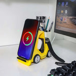 Chargeur sans fil de bureau 3-en-1 15W T20S en forme de petit chariot élévateur avec lumière d'ambiance LED