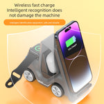 Chargeur sans fil de bureau 3-en-1 15W T20S en forme de petit chariot élévateur avec lumière d'ambiance LED