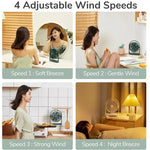 JisuLife FA19 Ventilateur de bureau mini sans fil rechargeable 4000mAh, ventilateur portable silencieux