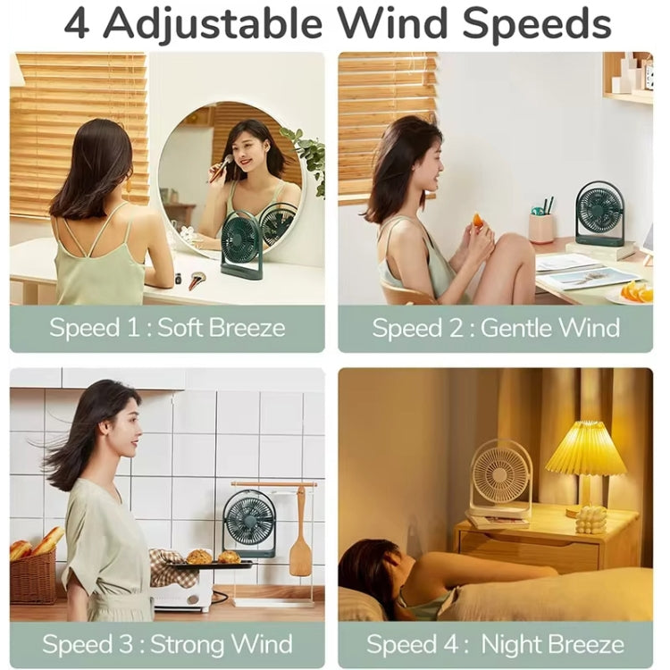 JisuLife FA19 Ventilateur de bureau mini sans fil rechargeable 4000mAh, ventilateur portable silencieux