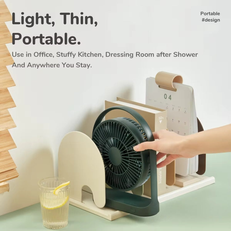 JisuLife FA19 Ventilateur de bureau mini sans fil rechargeable 4000mAh, ventilateur portable silencieux