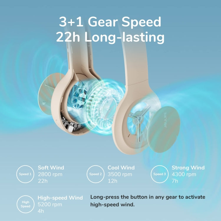JisuLife FA31 Ventilateur mini suspendu USB rechargeable, ventilateur électrique sans pales à haute puissance de vent pour extérieur, à porter autour du cou