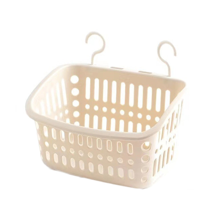 Panier suspendu en plastique avec crochet, pour rangement de cuisine, étagère de drainage, organisateur de salle de bain, petit gris, petit beige, grand gris, grand beige