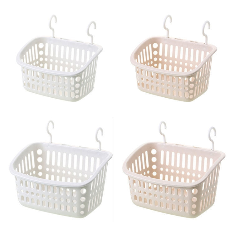 Panier suspendu en plastique avec crochet, pour rangement de cuisine, étagère de drainage, organisateur de salle de bain, petit gris, petit beige, grand gris, grand beige